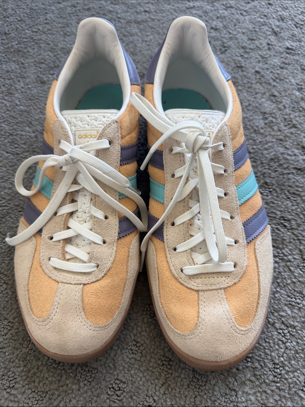 adidas Men’s Suede Sneakers in Beige, Peach & Teal
